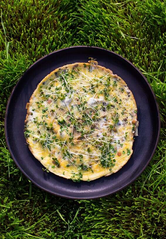 שידוך מעולה עם ביצה מטוגנת. חביתה עם נבטים // צילום: איתיאל ציון